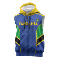 Custom Tanzania Football Sleeveless Zip Hoodie Go Taifa Stars Go - Wonder Print Shop