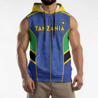 Custom Tanzania Football Sleeveless Zip Hoodie Go Taifa Stars Go - Wonder Print Shop