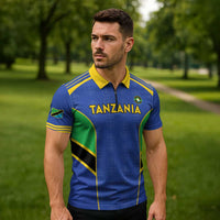 Custom Tanzania Football Zipper Polo Shirt Go Taifa Stars Go - Wonder Print Shop