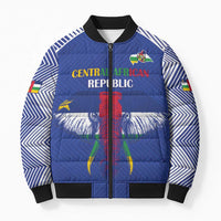 Custom Central African Republic Football Bomber Puffer Jacket Go Champions - Wonder Print Shop