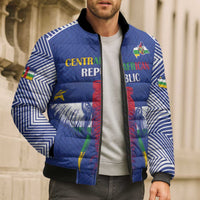 Custom Central African Republic Football Bomber Puffer Jacket Go Champions - Wonder Print Shop