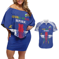 Custom Central African Republic Football Couples Matching Off Shoulder Short Dress and Hawaiian Shirt Go Champions - Wonder Print Shop