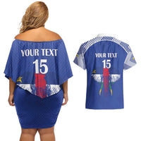 Custom Central African Republic Football Couples Matching Off Shoulder Short Dress and Hawaiian Shirt Go Champions - Wonder Print Shop