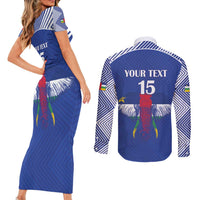 Custom Central African Republic Football Couples Matching Short Sleeve Bodycon Dress and Long Sleeve Button Shirt Go Champions - Wonder Print Shop