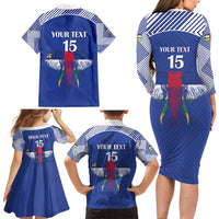 Custom Central African Republic Football Family Matching Long Sleeve Bodycon Dress and Hawaiian Shirt Go Champions - Wonder Print Shop