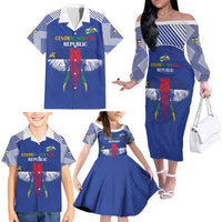 Custom Central African Republic Football Family Matching Off The Shoulder Long Sleeve Dress and Hawaiian Shirt Go Champions - Wonder Print Shop
