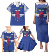 Custom Central African Republic Football Family Matching Puletasi and Hawaiian Shirt Go Champions - Wonder Print Shop