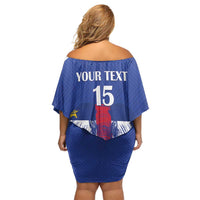 Custom Central African Republic Football Off Shoulder Short Dress Go Champions - Wonder Print Shop