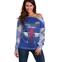Custom Central African Republic Football Off Shoulder Sweater Go Champions - Wonder Print Shop