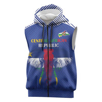 Custom Central African Republic Football Sleeveless Zip Hoodie Go Champions - Wonder Print Shop