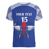 Custom Central African Republic Football Women V-Neck T-Shirt Go Champions - Wonder Print Shop