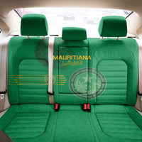 Mauritania Football Back Car Seat Cover Coat Of Arms With Islamic Pattern - Wonder Print Shop