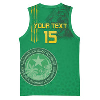 Custom Mauritania Football Basketball Jersey Coat Of Arms With Islamic Pattern - Wonder Print Shop