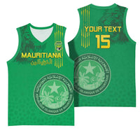 Custom Mauritania Football Basketball Jersey Coat Of Arms With Islamic Pattern - Wonder Print Shop