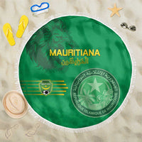 Mauritania Football Beach Blanket Coat Of Arms With Islamic Pattern - Wonder Print Shop