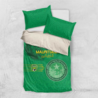 Mauritania Football Bedding Set Coat Of Arms With Islamic Pattern - Wonder Print Shop