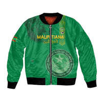 Custom Mauritania Football Bomber Jacket Coat Of Arms With Islamic Pattern - Wonder Print Shop