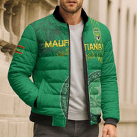 Custom Mauritania Football Bomber Puffer Jacket Coat Of Arms With Islamic Pattern - Wonder Print Shop
