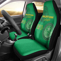 Mauritania Football Car Seat Cover Coat Of Arms With Islamic Pattern - Wonder Print Shop