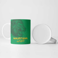 Custom Mauritania Football Ceramic Mug Coat Of Arms With Islamic Pattern - Wonder Print Shop