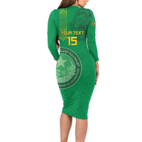 Custom Mauritania Football Family Matching Long Sleeve Bodycon Dress and Hawaiian Shirt Coat Of Arms With Islamic Pattern - Wonder Print Shop