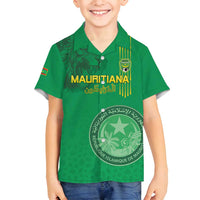 Custom Mauritania Football Family Matching Long Sleeve Bodycon Dress and Hawaiian Shirt Coat Of Arms With Islamic Pattern - Wonder Print Shop