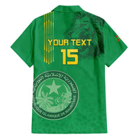 Custom Mauritania Football Family Matching Off Shoulder Short Dress and Hawaiian Shirt Coat Of Arms With Islamic Pattern - Wonder Print Shop