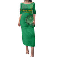 Custom Mauritania Football Family Matching Puletasi and Hawaiian Shirt Coat Of Arms With Islamic Pattern - Wonder Print Shop