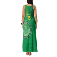 Custom Mauritania Football Family Matching Tank Maxi Dress and Hawaiian Shirt Coat Of Arms With Islamic Pattern - Wonder Print Shop