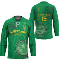 Custom Mauritania Football Hockey Jersey Coat Of Arms With Islamic Pattern - Wonder Print Shop