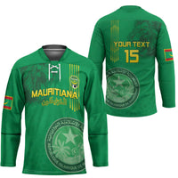 Custom Mauritania Football Hockey Jersey Coat Of Arms With Islamic Pattern - Wonder Print Shop