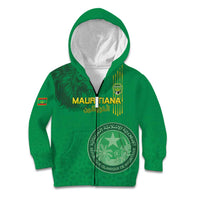 Custom Mauritania Football Kid Hoodie Coat Of Arms With Islamic Pattern - Wonder Print Shop
