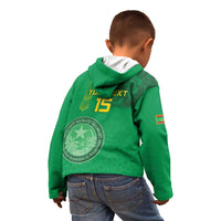 Custom Mauritania Football Kid Hoodie Coat Of Arms With Islamic Pattern - Wonder Print Shop