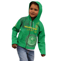 Custom Mauritania Football Kid Hoodie Coat Of Arms With Islamic Pattern - Wonder Print Shop