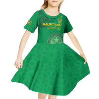 Custom Mauritania Football Kid Short Sleeve Dress Coat Of Arms With Islamic Pattern - Wonder Print Shop