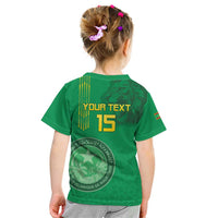 Custom Mauritania Football Kid T Shirt Coat Of Arms With Islamic Pattern - Wonder Print Shop
