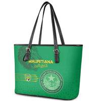 Mauritania Football Leather Tote Bag Coat Of Arms With Islamic Pattern - Wonder Print Shop