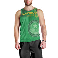 Custom Mauritania Football Men Tank Top Coat Of Arms With Islamic Pattern - Wonder Print Shop