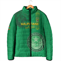 Custom Mauritania Football Padded Jacket Coat Of Arms With Islamic Pattern - Wonder Print Shop