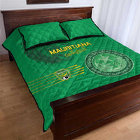 Mauritania Football Quilt Bed Set Coat Of Arms With Islamic Pattern - Wonder Print Shop