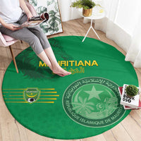 Mauritania Football Round Carpet Coat Of Arms With Islamic Pattern - Wonder Print Shop