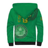Custom Mauritania Football Sherpa Hoodie Coat Of Arms With Islamic Pattern - Wonder Print Shop