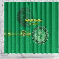 Mauritania Football Shower Curtain Coat Of Arms With Islamic Pattern - Wonder Print Shop