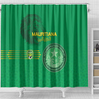 Mauritania Football Shower Curtain Coat Of Arms With Islamic Pattern - Wonder Print Shop