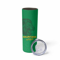 Custom Mauritania Football Skinny Tumbler Coat Of Arms With Islamic Pattern - Wonder Print Shop