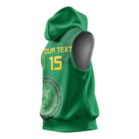 Custom Mauritania Football Sleeveless Hoodie Coat Of Arms With Islamic Pattern - Wonder Print Shop