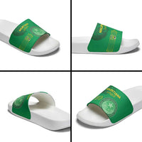 Mauritania Football Slide Sandals Coat Of Arms With Islamic Pattern - Wonder Print Shop