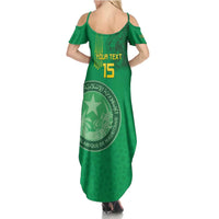 Custom Mauritania Football Summer Maxi Dress Coat Of Arms With Islamic Pattern - Wonder Print Shop