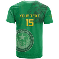 Custom Mauritania Football T Shirt Coat Of Arms With Islamic Pattern - Wonder Print Shop