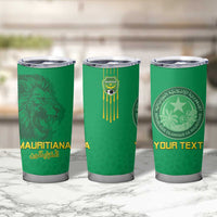 Custom Mauritania Football Tumbler Cup Coat Of Arms With Islamic Pattern - Wonder Print Shop